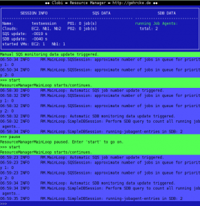 Clobi Resource Manager showing its monitoring loop